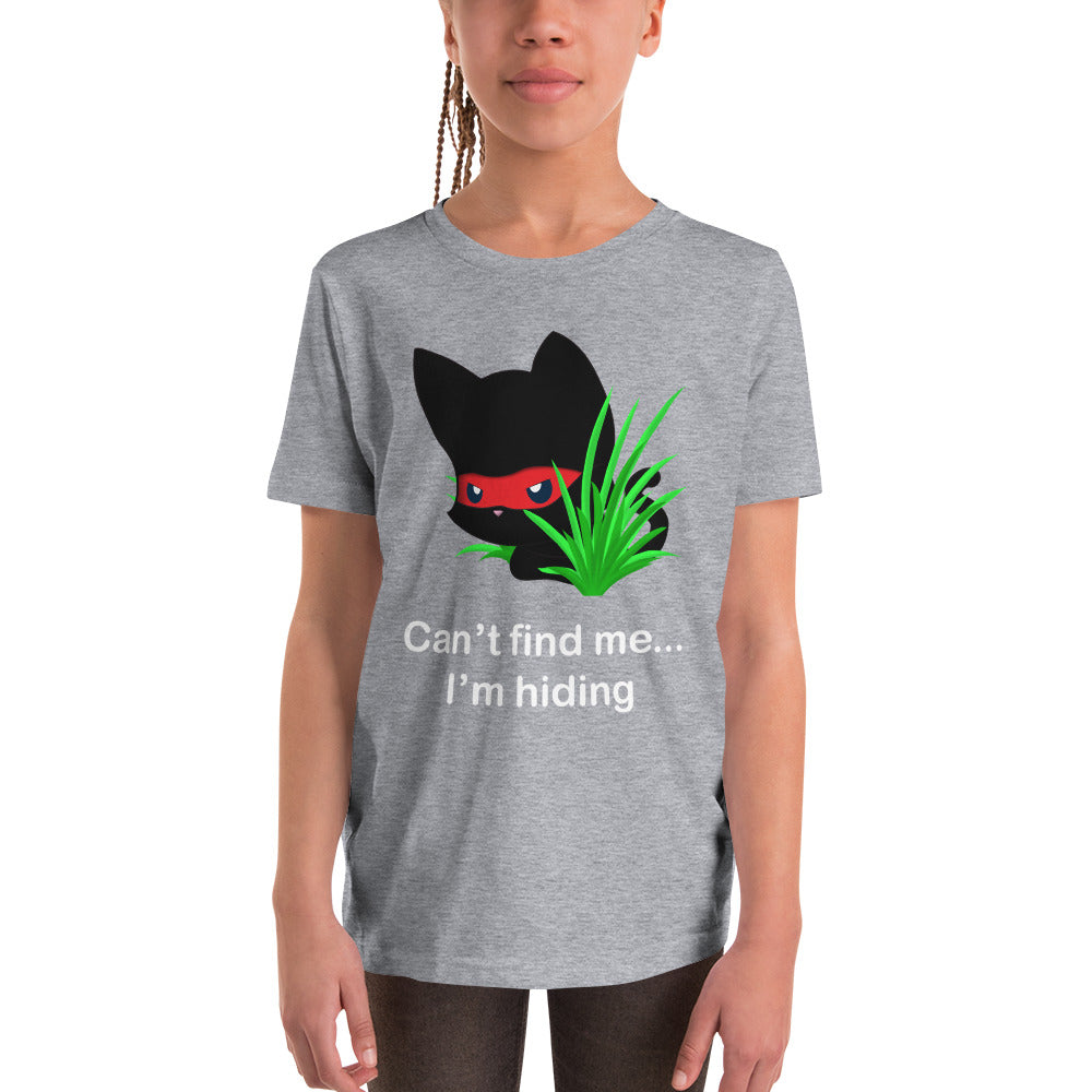 Can't Find Me Ninja Kitty Youth Short Sleeve T-Shirt