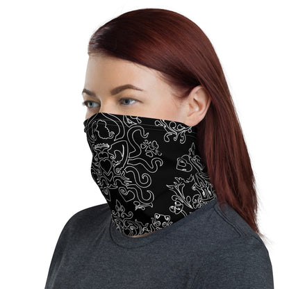 Black and White TK Neck Gaiter