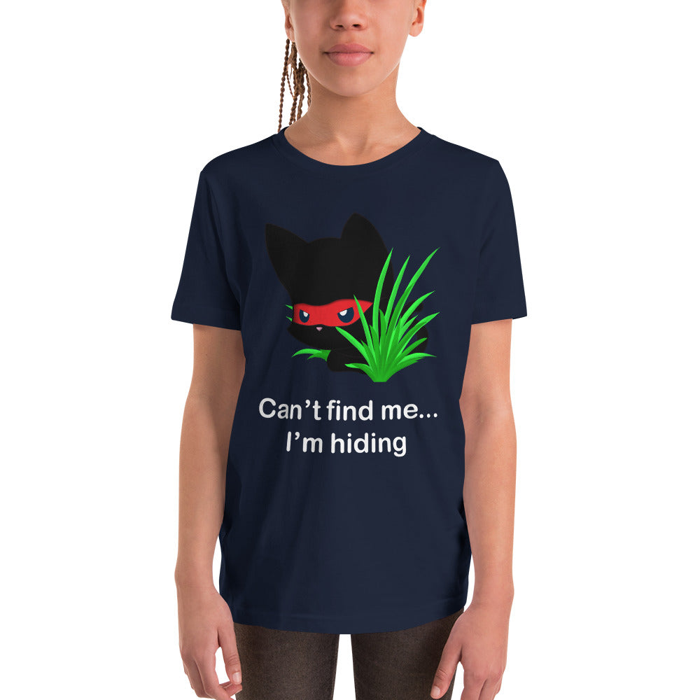 Can't Find Me Ninja Kitty Youth Short Sleeve T-Shirt