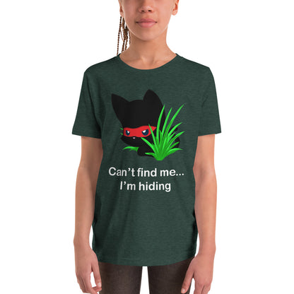 Can't Find Me Ninja Kitty Youth Short Sleeve T-Shirt