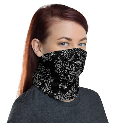 Black and White TK Neck Gaiter