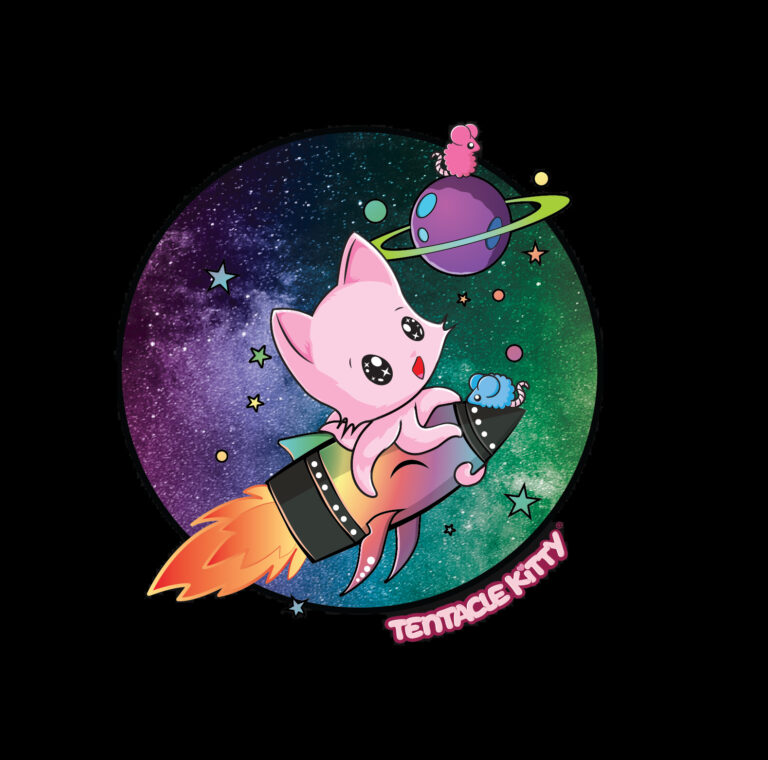 Rocket To The Moon T-Shirt - Tentacle Kitty
